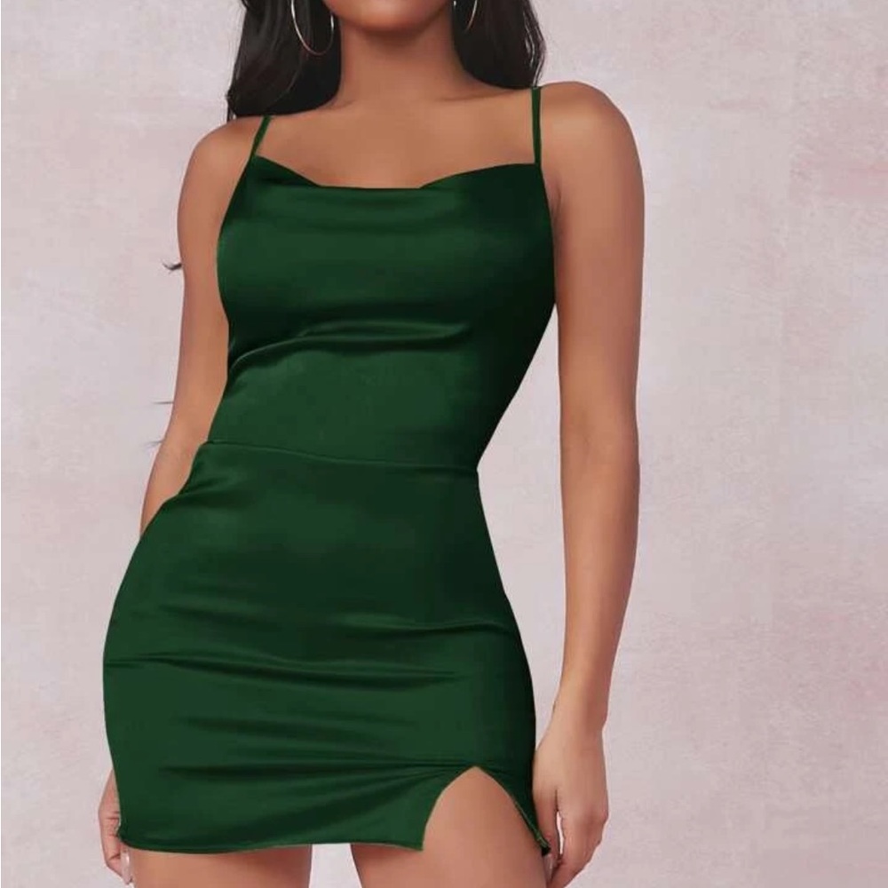 Shein satin cowl neck dress (stretchy)